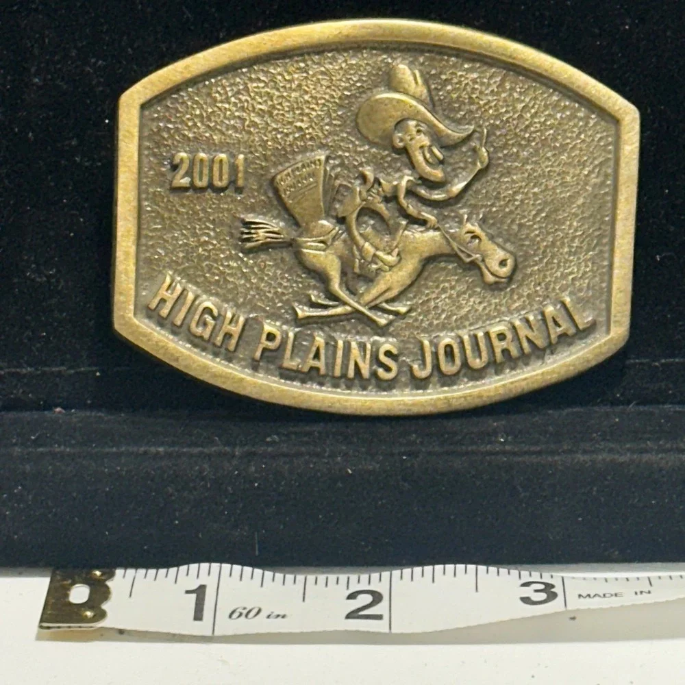 Vintage 2001 High Plains Journal Cowboy Horse Pony Express Western Belt Buckle